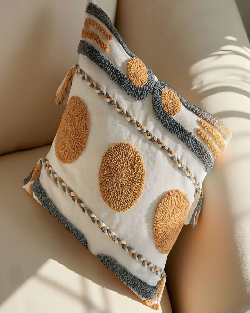 JUEGO DE 2 FUNDAS DE COJIN TUFTING 45X45 CM BEIGE 05 - 4