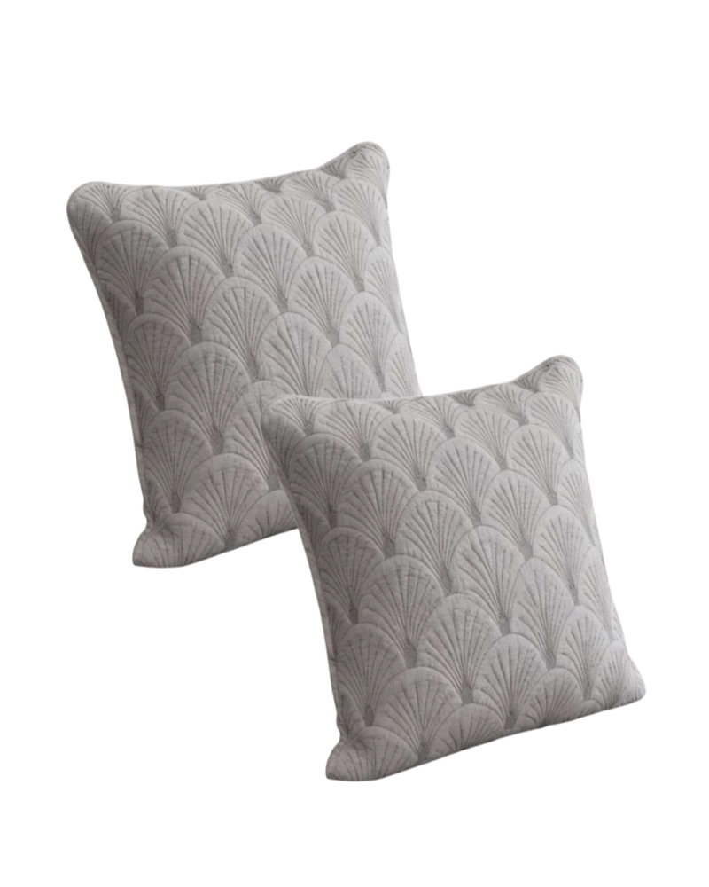 JUEGO DE 2 FUNDAS DE COJIN SERIE ABANICO 45X45 CM GRIS - 1