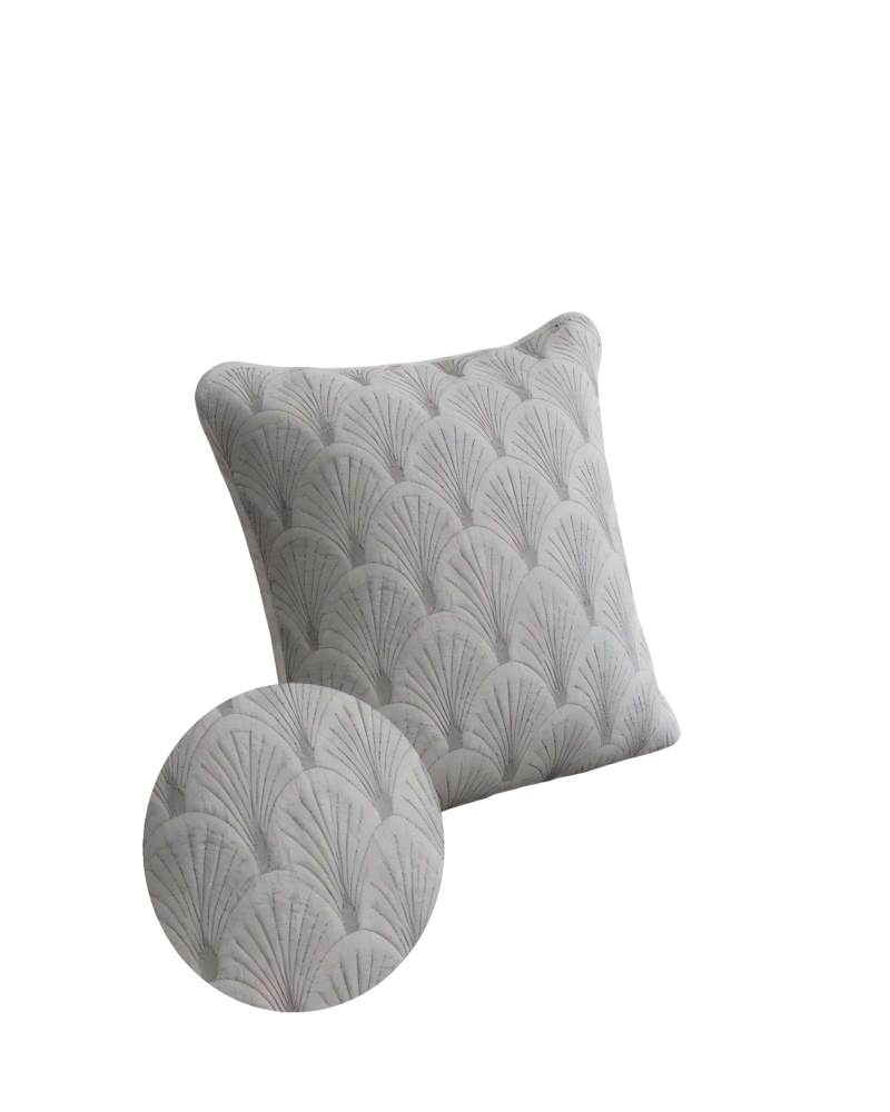 JUEGO DE 2 FUNDAS DE COJIN SERIE ABANICO 45X45 CM GRIS - 2