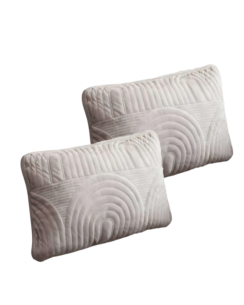 JUEGO DE 2 FUNDAS DE COJIN SERIE ARCO 30X50 CM GRIS - 1