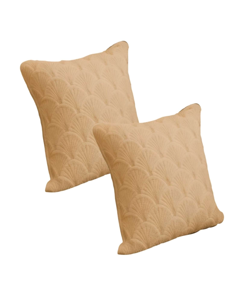 JUEGO DE 2 FUNDAS DE COJIN SERIE ABANICO 45X45 CM CAFE - 1