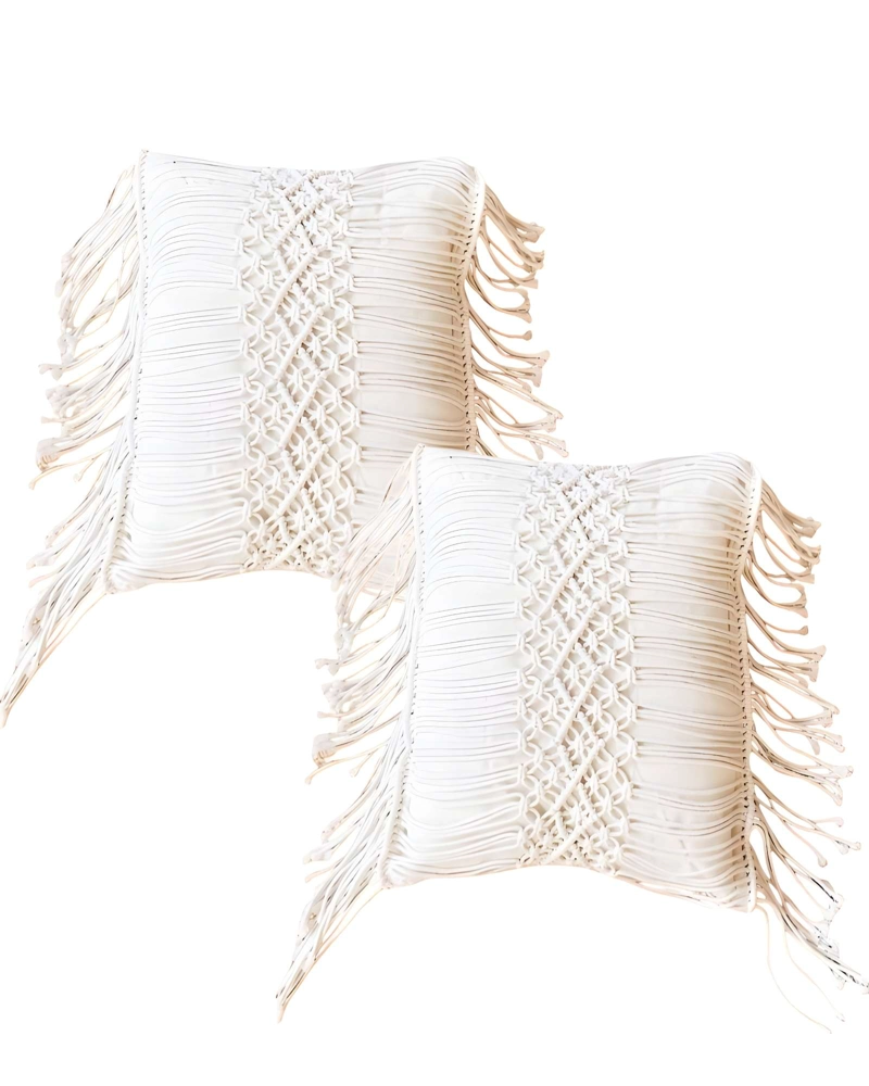 JUEGO DE 2 FUNDAS DE COJIN CON ESTILO BOHEMIO 45X45CM BEIGE 01 - 1