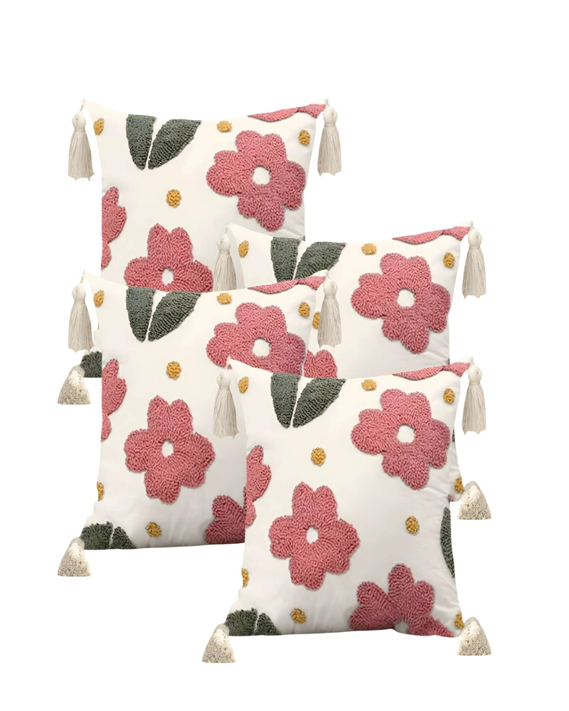 JUEGO DE 4 FUNDAS DE COJIN TUFTING 45X45 CM BLANCO 06 - 1