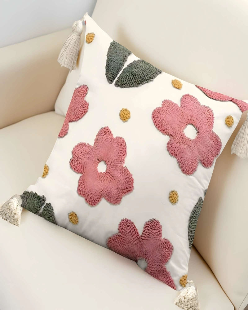 JUEGO DE 4 FUNDAS DE COJIN TUFTING 45X45 CM BLANCO 06 - 4