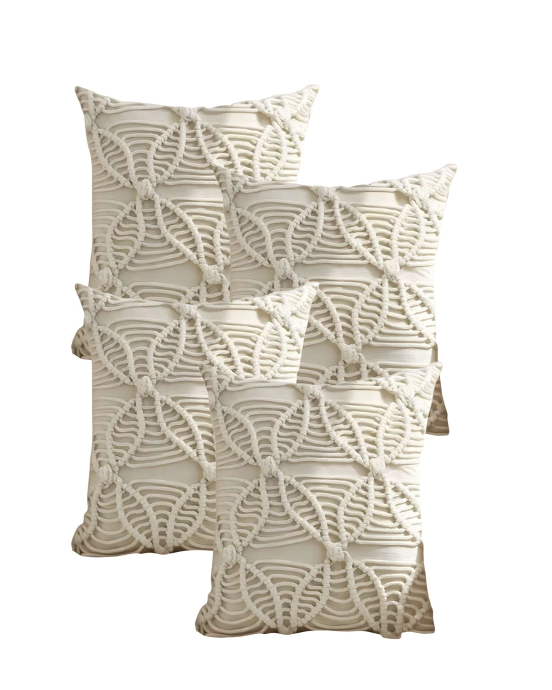 JUEGO DE 4 FUNDAS DE COJIN CON ESTILO BOHEMIO 45X45CM BEIGE 04 - 1