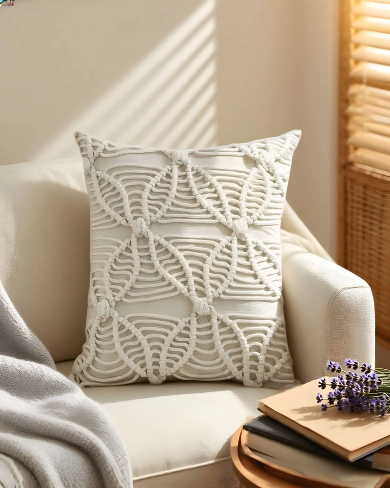 JUEGO DE 4 FUNDAS DE COJIN CON ESTILO BOHEMIO 45X45CM BEIGE 04 - 4