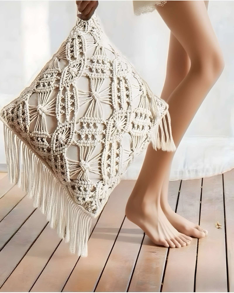 JUEGO DE 2 FUNDAS DE COJIN CON ESTILO BOHEMIO 45X45CM BEIGE 05 - 4