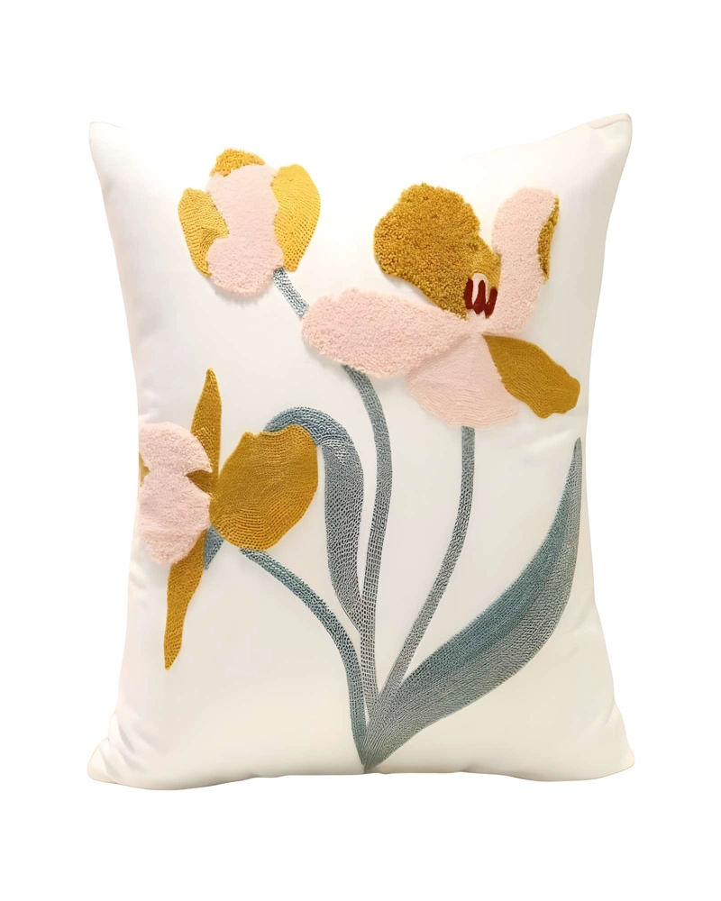 JUEGO DE 4 FUNDAS DE COJIN BORDADAS 45X45CM BLANCO 08 - 2