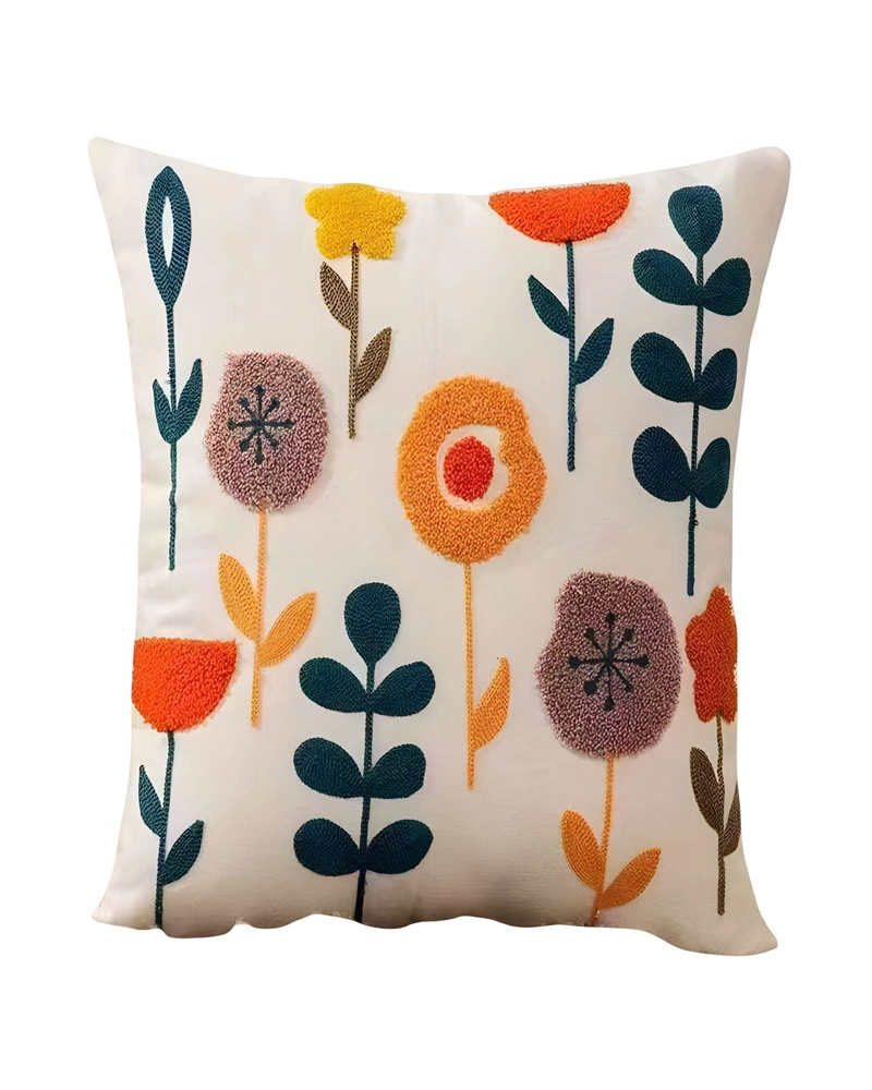 JUEGO DE 4 FUNDAS DE COJIN BORDADAS 45X45CM BLANCO 04 - 2