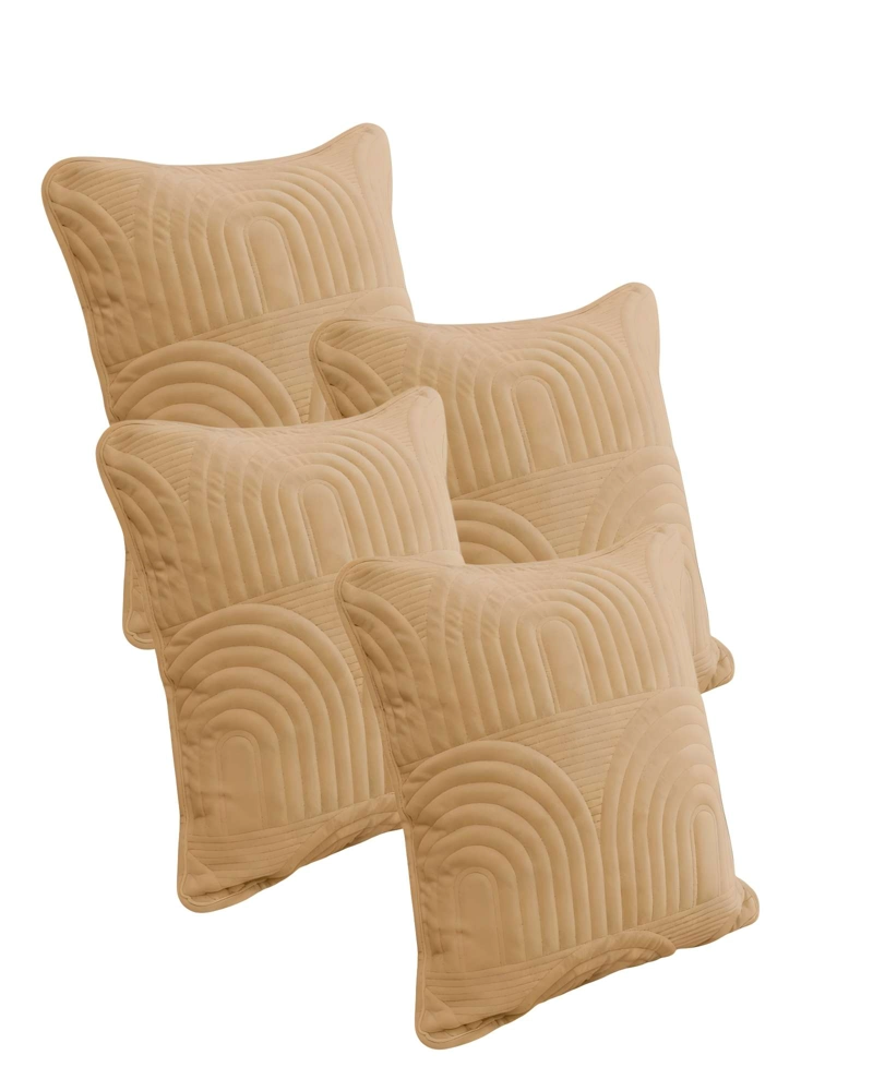 JUEGO DE 4 FUNDAS DE COJIN SERIE ARCO 45X45 CM CAFE - 1