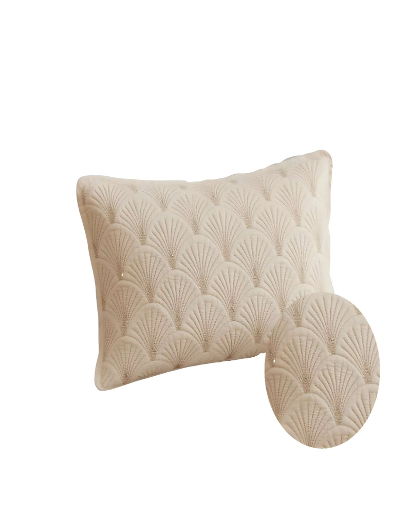 JUEGO DE 4 FUNDAS DE COJIN SERIE ABANICO 30X50 CM BEIGE - 2