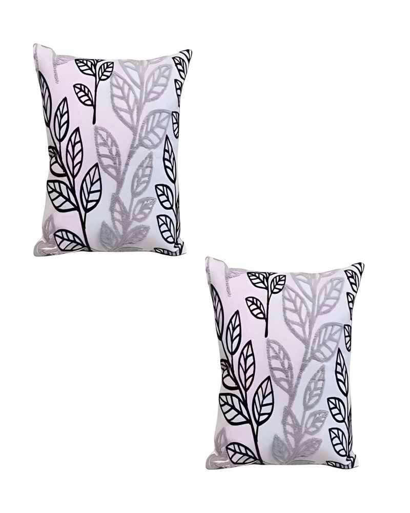JUEGO DE 2 FUNDAS DE COJIN BORDADAS 45X45CM BLANCO 07 - 1