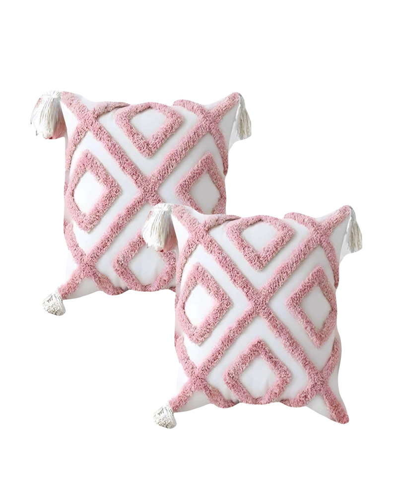 JUEGO DE 2 FUNDAS DE COJIN TUFTING 45X45 CM BLANCO 08 - 1