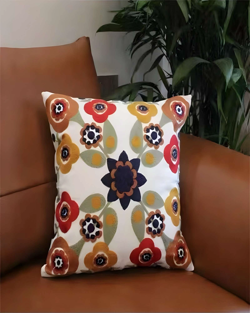 JUEGO DE 4 FUNDAS DE COJIN BORDADAS 45X45CM BLANCO 05 - 3