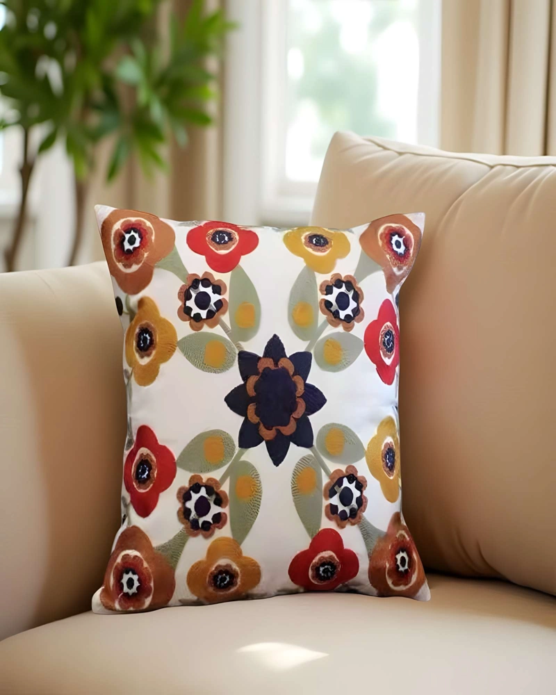 JUEGO DE 4 FUNDAS DE COJIN BORDADAS 45X45CM BLANCO 05 - 4