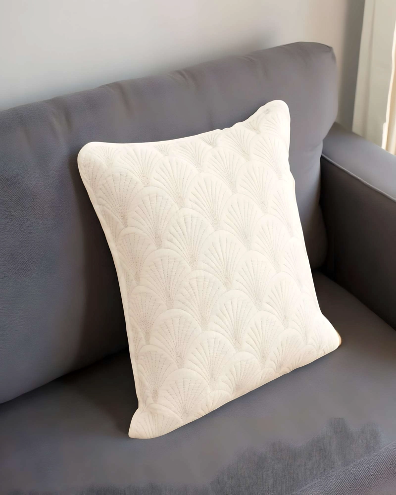 JUEGO DE 2 FUNDAS DE COJIN SERIE ABANICO 45X45 CM BLANCO - 4