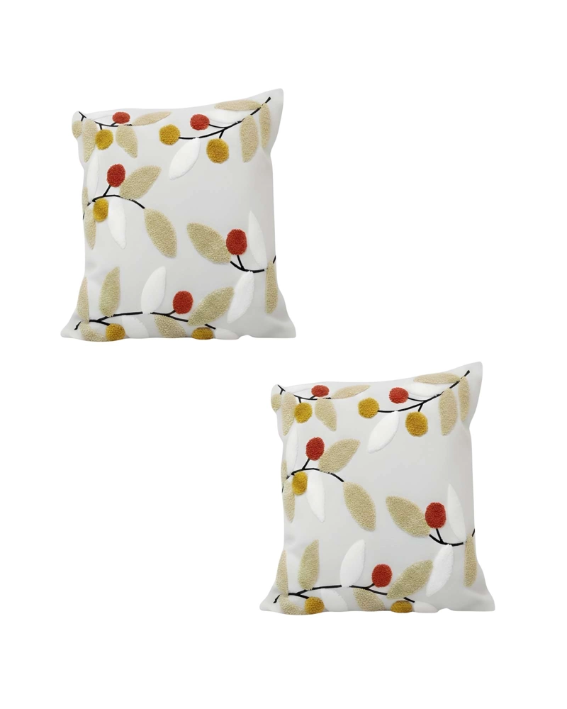 JUEGO DE 2 FUNDAS DE COJIN BORDADAS 45X45CM BLANCO 02 - 1