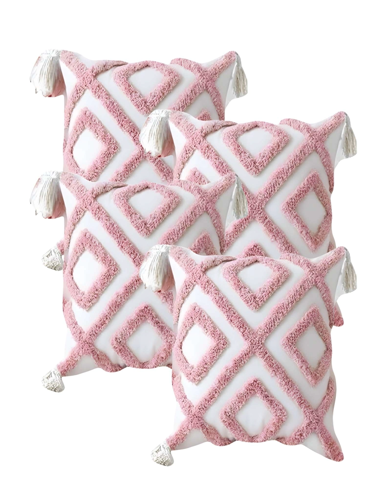 JUEGO DE 4 FUNDAS DE COJIN TUFTING 45X45 CM BLANCO 08 - 1