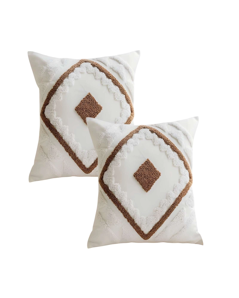 JUEGO DE 2 FUNDAS DE COJIN TUFTING 45X45 CM BLANCO 01 - 1