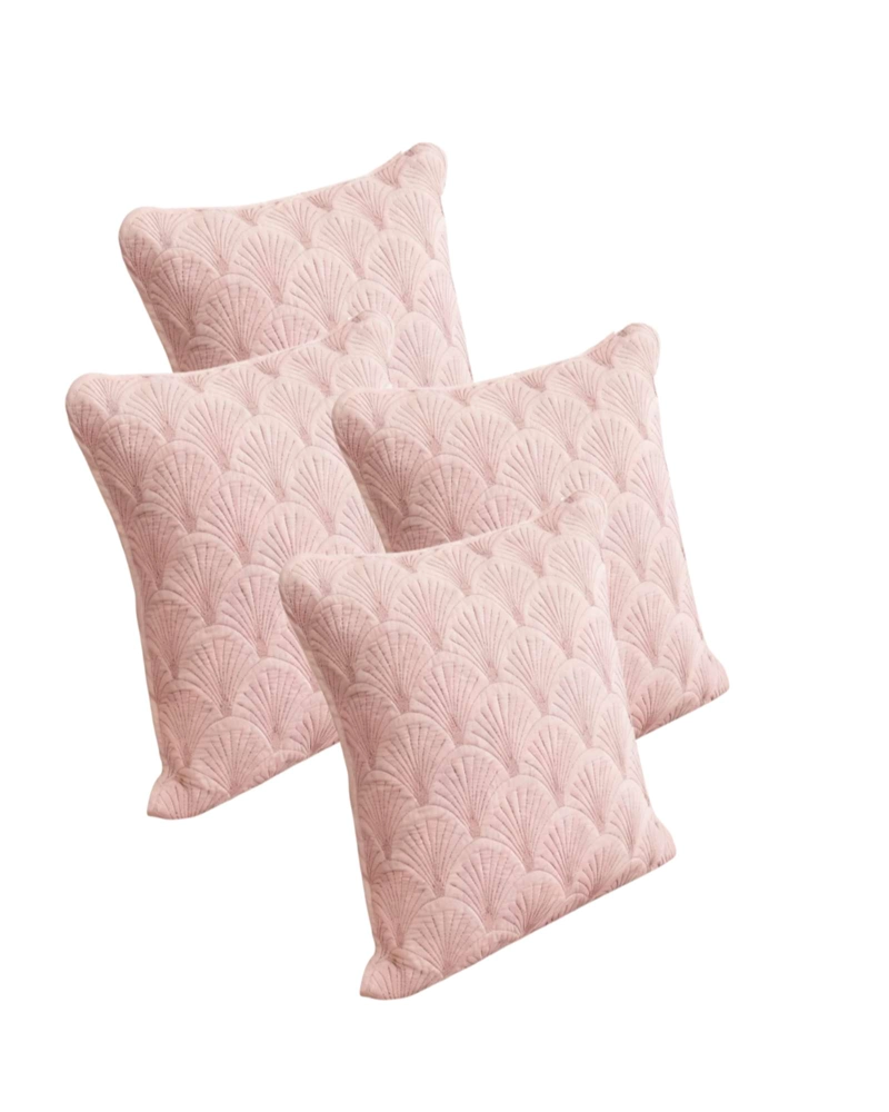 JUEGO DE 4 FUNDAS DE COJIN SERIE ABANICO 45X45 CM ROSA - 1