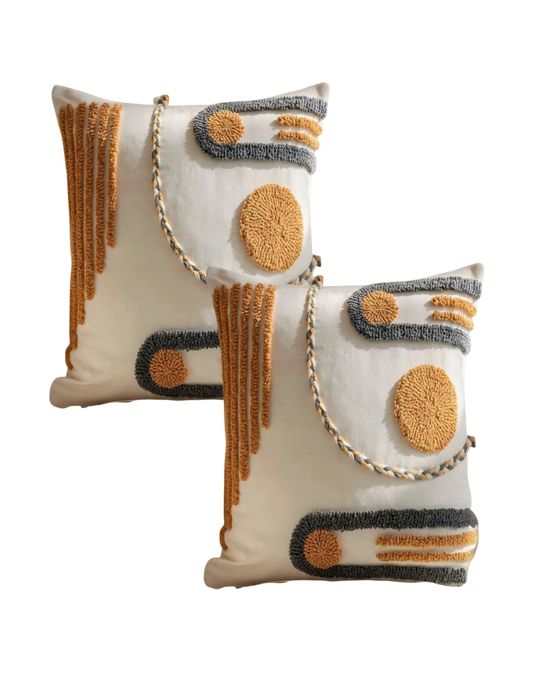 JUEGO DE 2 FUNDAS DE COJIN TUFTING 45X45 CM BEIGE 02 - 1