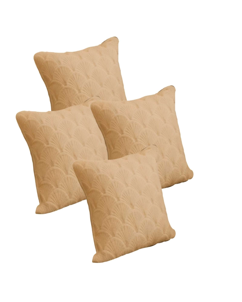 JUEGO DE 4 FUNDAS DE COJIN SERIE ABANICO 45X45 CM CAFE - 1