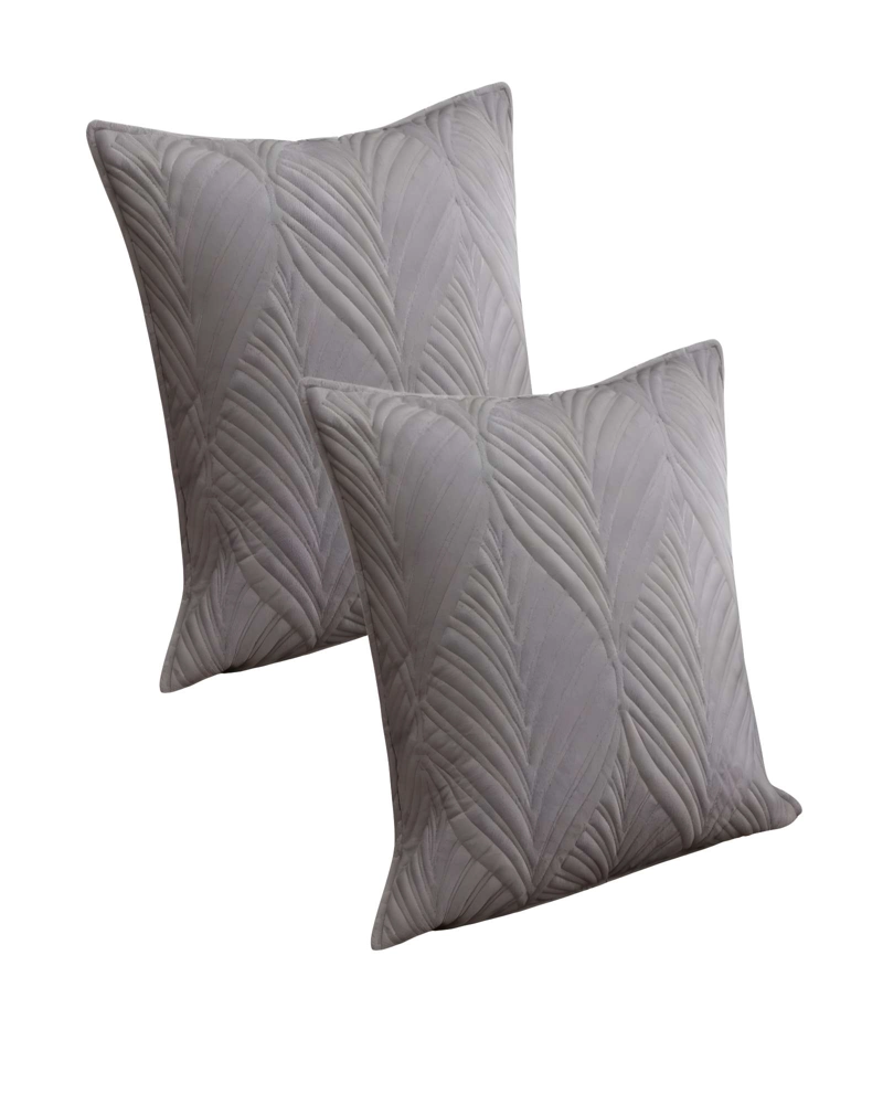 JUEGO DE 2 FUNDAS DE COJIN SERIE HOJAS 45X45 CM GRIS - 1