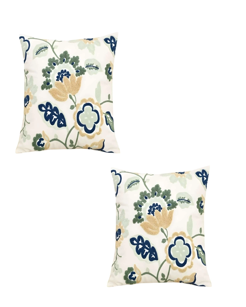 JUEGO DE 2 FUNDAS DE COJIN BORDADAS 45X45CM BLANCO 12 - 1