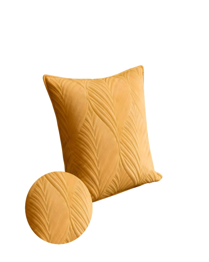 JUEGO DE 2 FUNDAS DE COJIN SERIE HOJAS 45X45 CM AMARILLO - 2