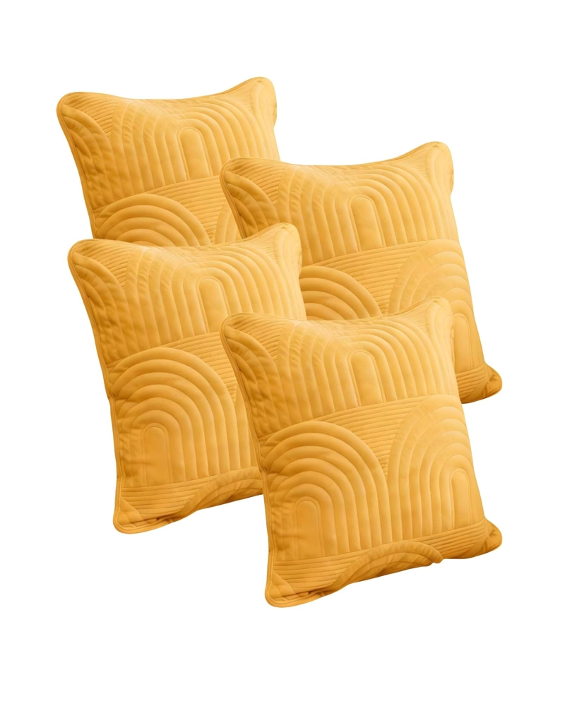 JUEGO DE 4 FUNDAS DE COJIN SERIE ARCO 45X45 CM AMARILLO - 1