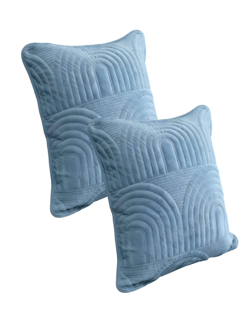 JUEGO DE 2 FUNDAS DE COJIN SERIE ARCO 45X45 CM CELESTE - 1