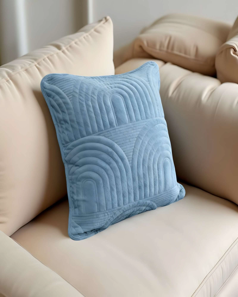 JUEGO DE 2 FUNDAS DE COJIN SERIE ARCO 45X45 CM CELESTE - 4