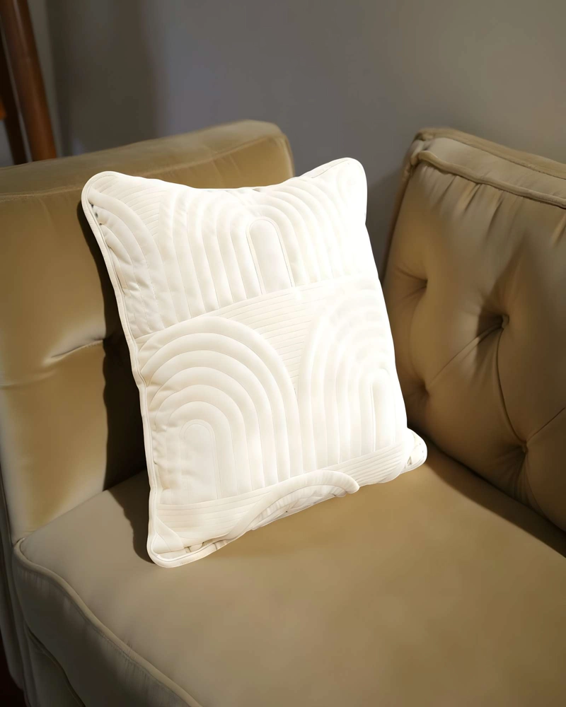 JUEGO DE 2 FUNDAS DE COJIN SERIE ARCO 45X45 CM BLANCO - 4