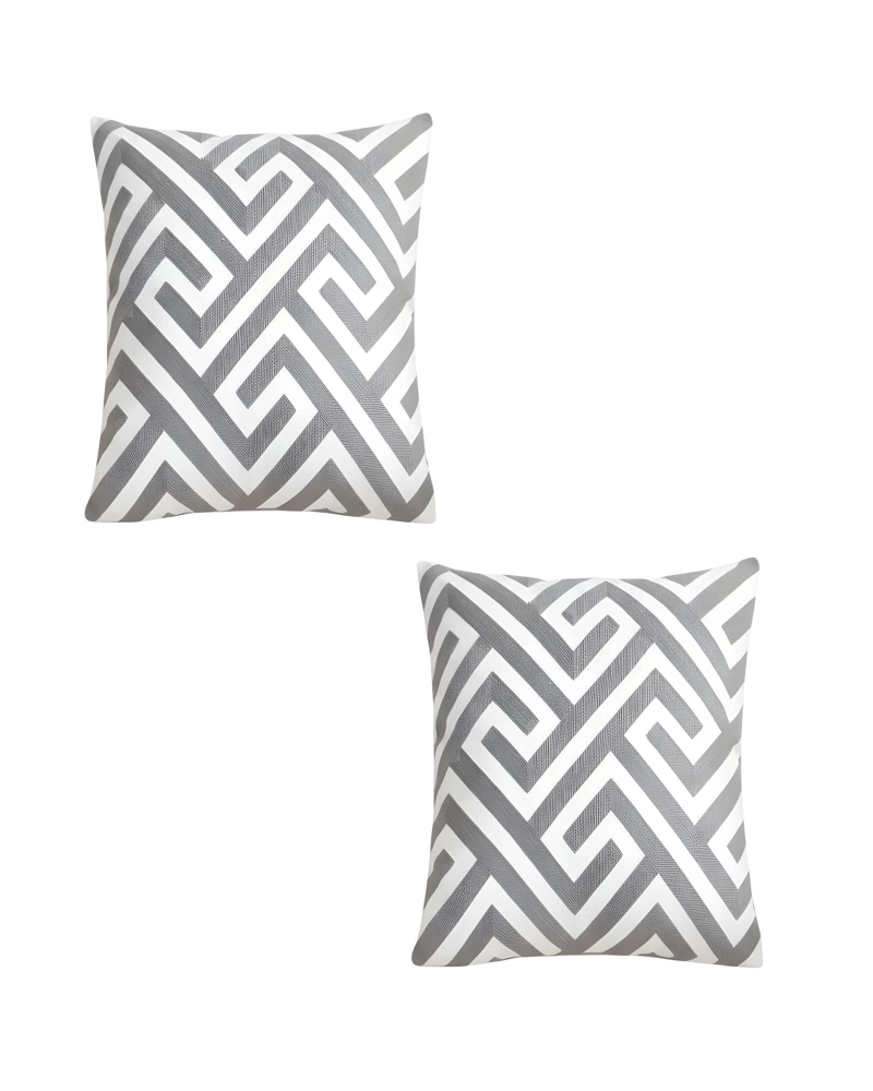 JUEGO DE 2 FUNDAS DE COJIN BORDADAS 45X45CM GRIS - 1
