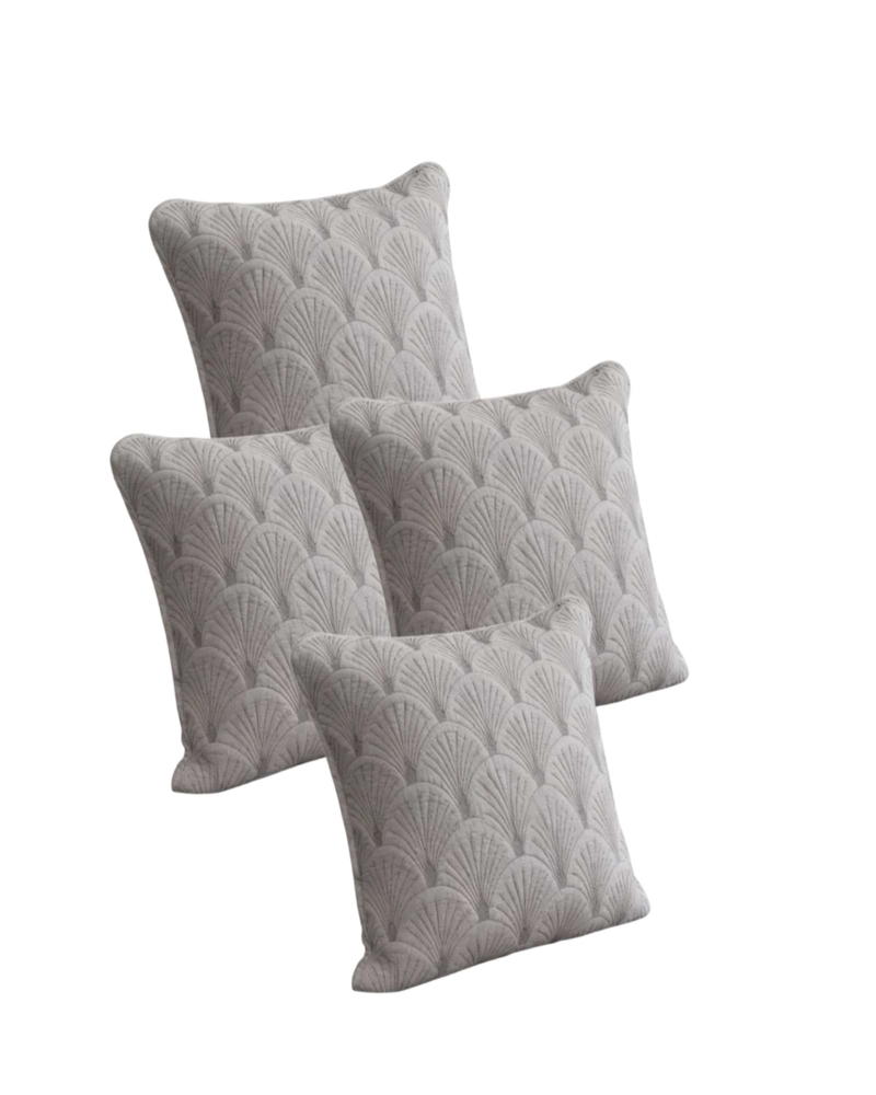 JUEGO DE 4 FUNDAS DE COJIN SERIE ABANICO 45X45 CM GRIS - 1
