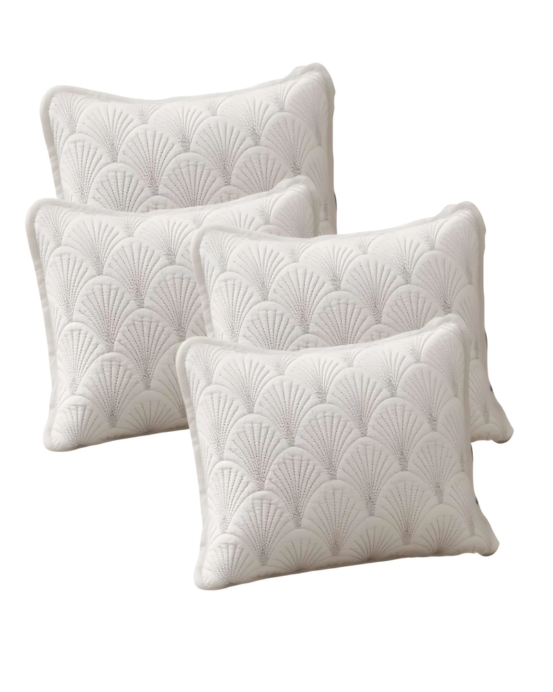 JUEGO DE 4 FUNDAS DE COJIN SERIE ABANICO 30X50 CM BLANCO - 1