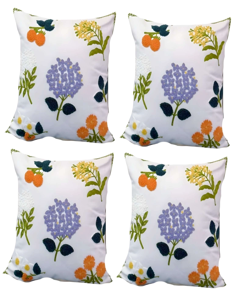 JUEGO DE 4 FUNDAS DE COJIN BORDADAS 45X45CM BLANCO 10 - 1