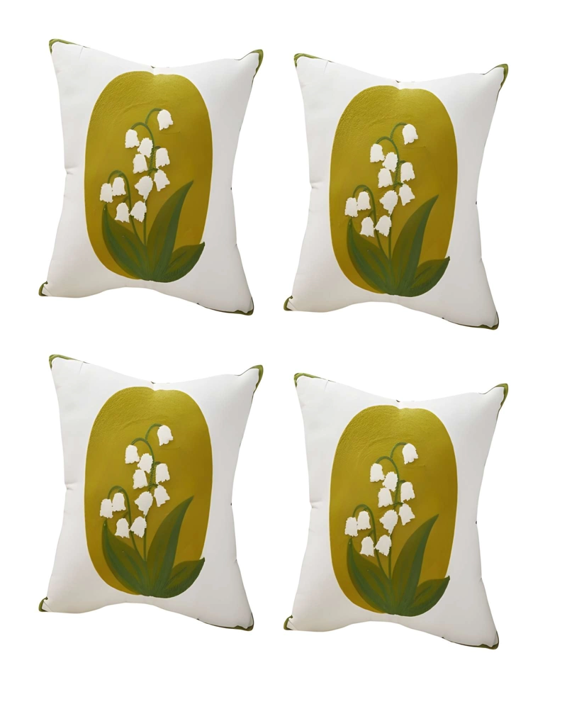 JUEGO DE 4 FUNDAS DE COJIN BORDADAS 45X45CM VERDE - 1