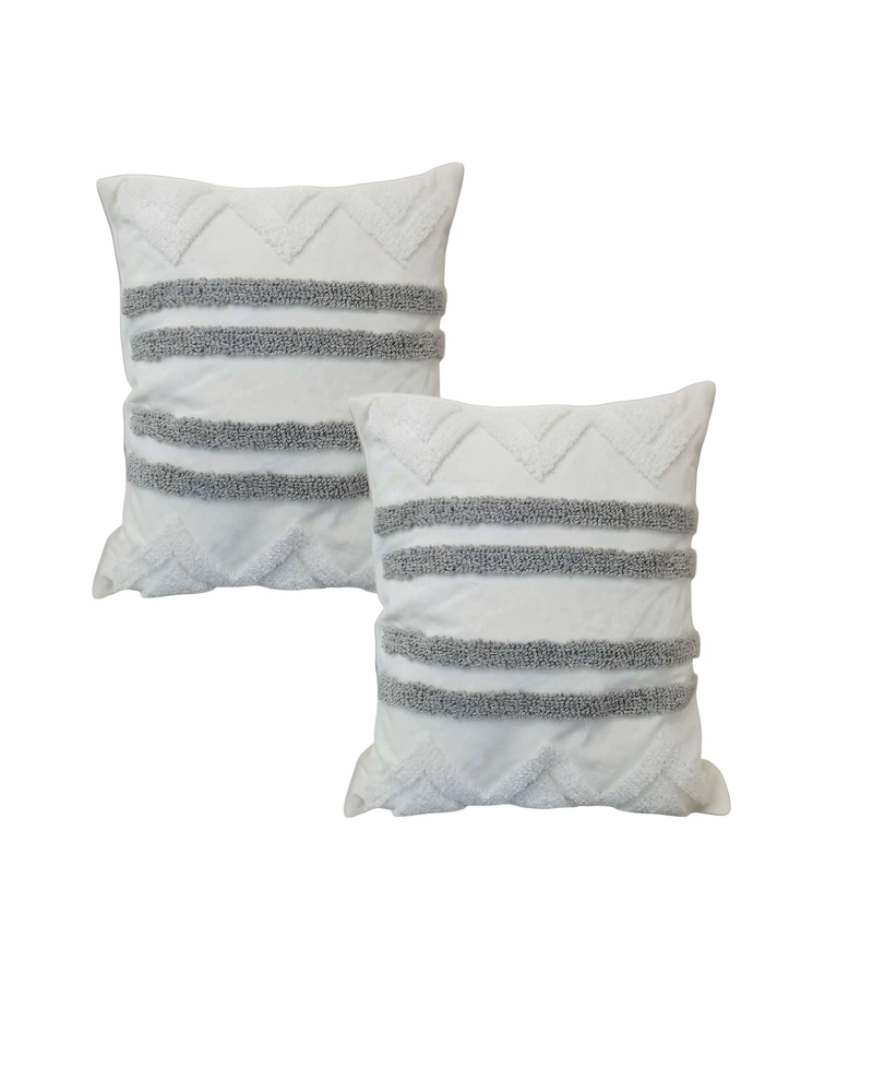 JUEGO DE 2 FUNDAS DE COJIN TUFTING 45X45 CM BLANCO 07 - 1
