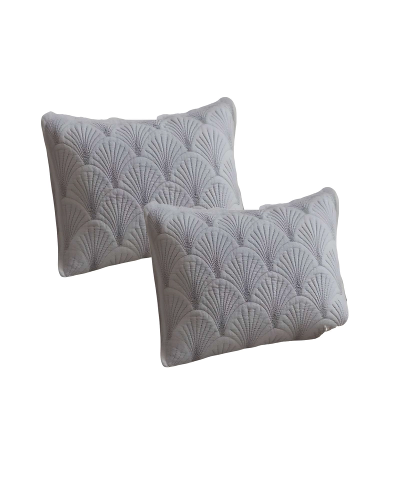 JUEGO DE 2 FUNDAS DE COJIN SERIE ABANICO 30X50 CM GRIS - 1