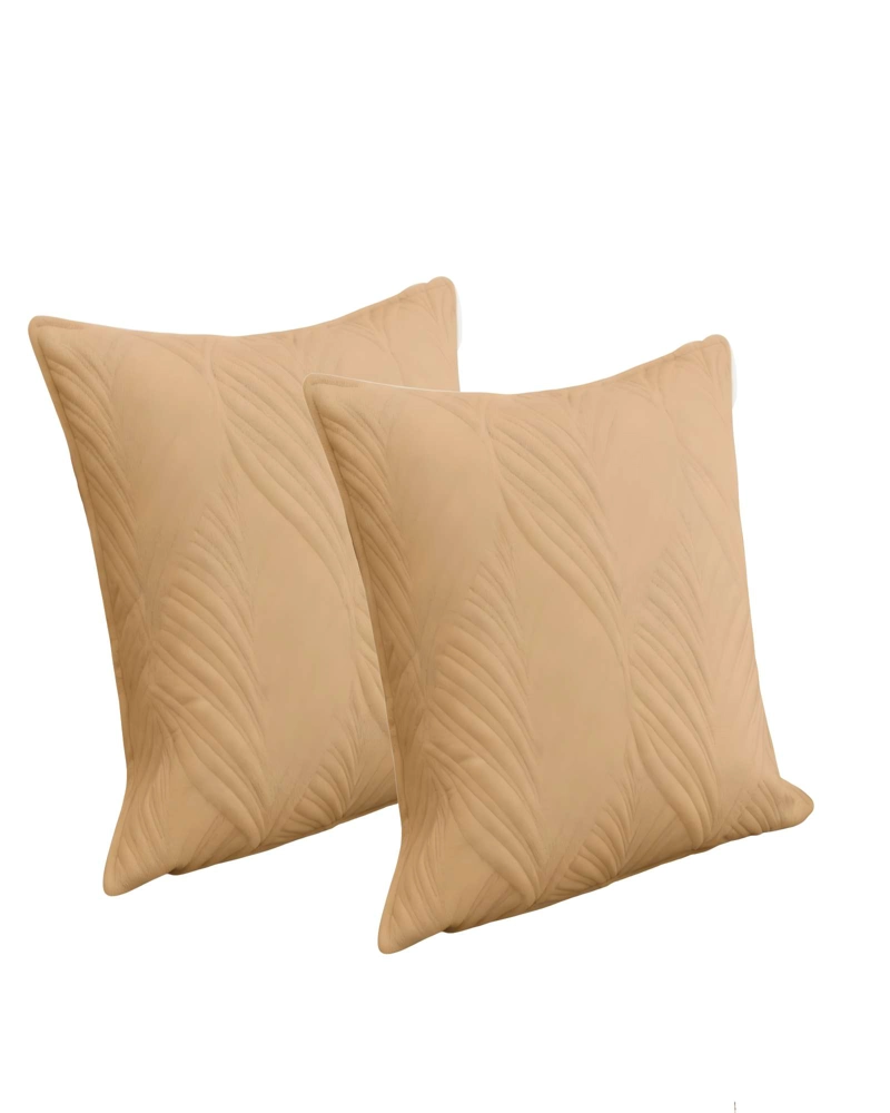 JUEGO DE 2 FUNDAS DE COJIN SERIE HOJAS 45X45 CM CAFE - 1