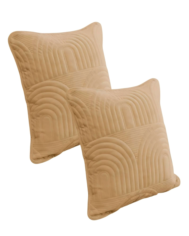 JUEGO DE 2 FUNDAS DE COJIN SERIE ARCO 45X45 CM CAFE - 1