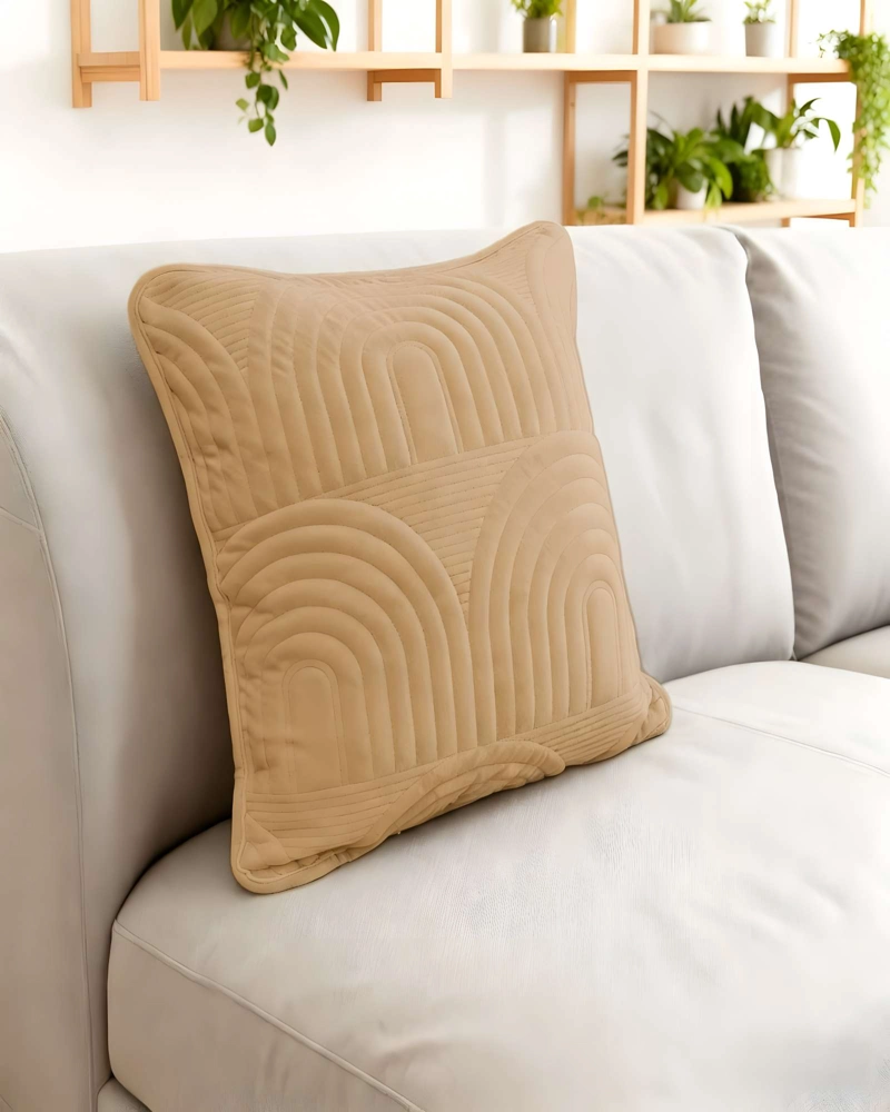 JUEGO DE 2 FUNDAS DE COJIN SERIE ARCO 45X45 CM CAFE - 3