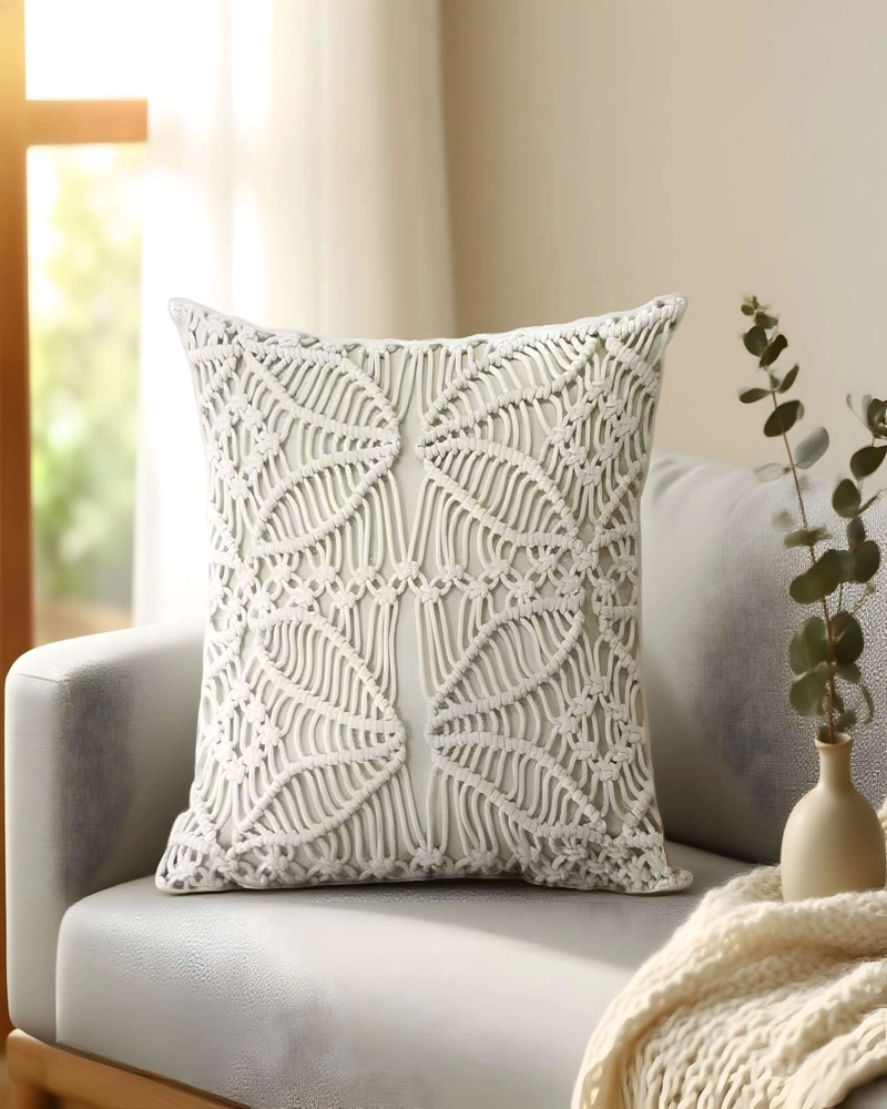 JUEGO DE 2 FUNDAS DE COJIN CON ESTILO BOHEMIO 45X45CM BEIGE 03 - 4