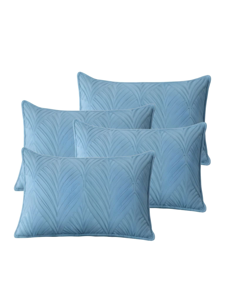 JUEGO DE 4 FUNDAS DE COJIN SERIE HOJAS 30X50 CM CELESTE - 1