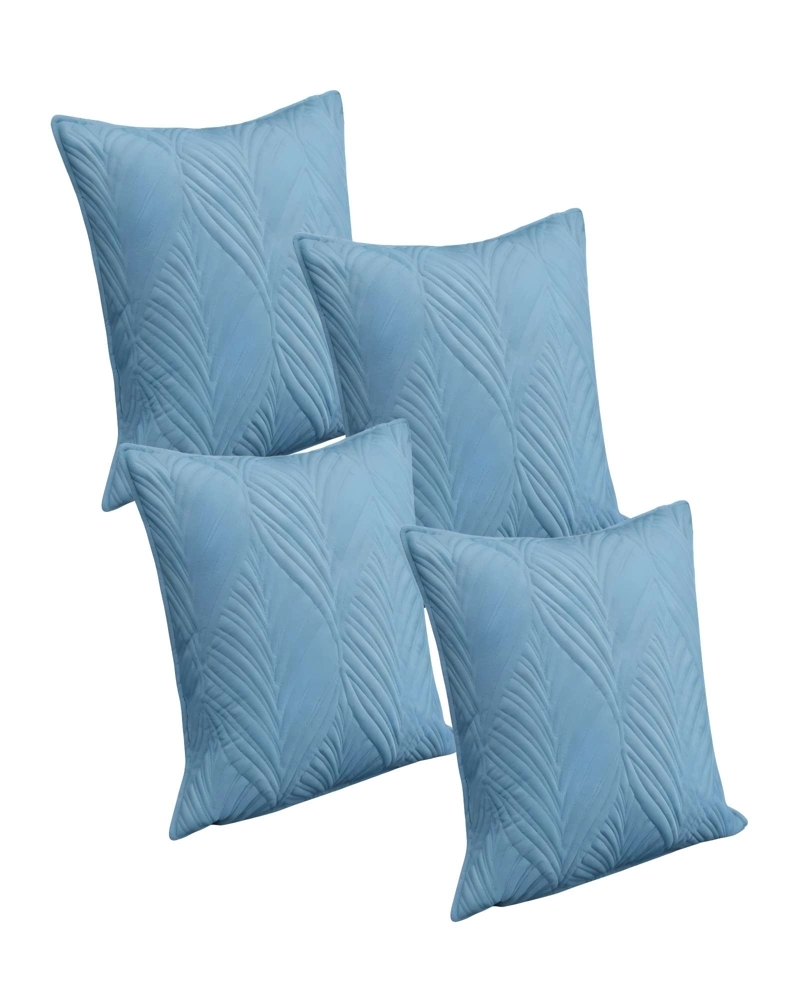 JUEGO DE 4 FUNDAS DE COJIN SERIE HOJAS 45X45 CM CELESTE - 1