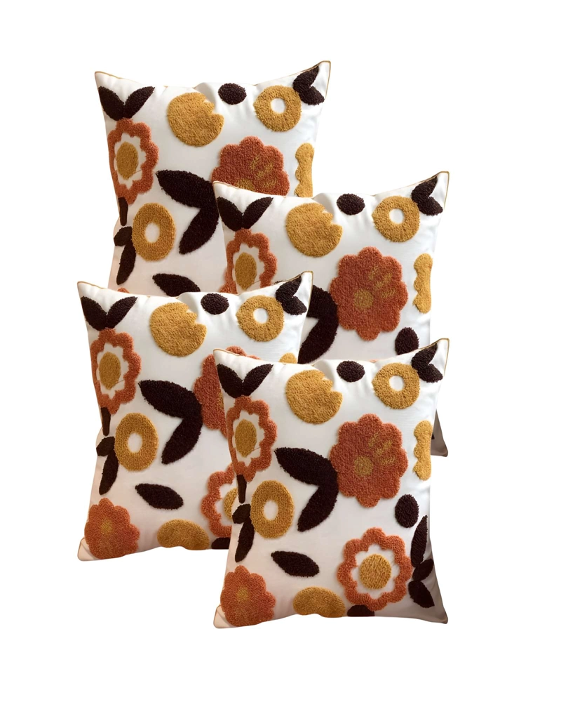 JUEGO DE 4 FUNDAS DE COJIN TUFTING 45X45 CM BEIGE 04 - 1