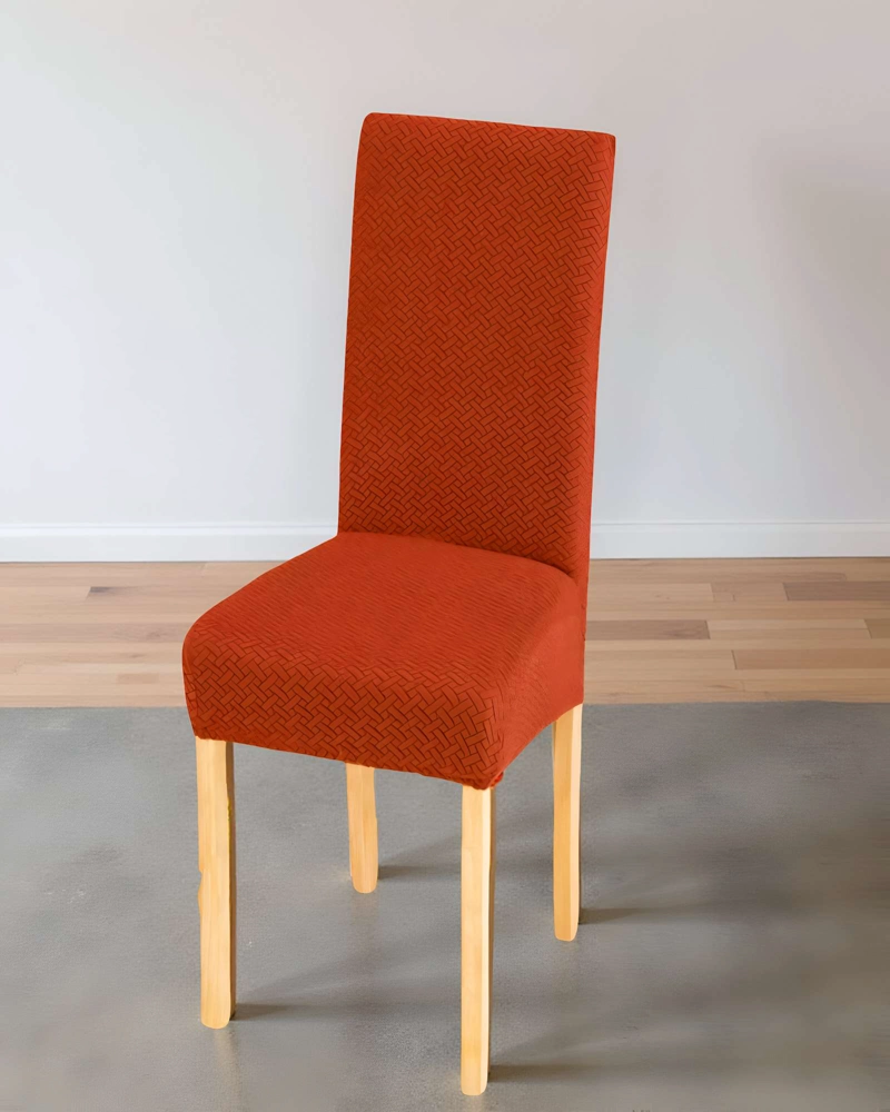 SET DE 6 FUNDAS DE SILLA 60CMX50CMX50CM CON DISEÑO TEXTURIZADO COLORNARANJA - 4