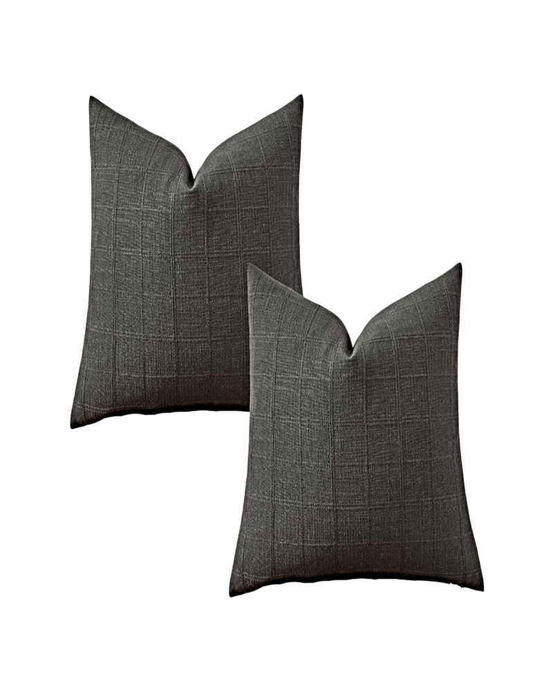 SET DE 2 FUNDAS DE COJIN JACQUARD CUADRILLE 45X45 CM GRIS - 1
