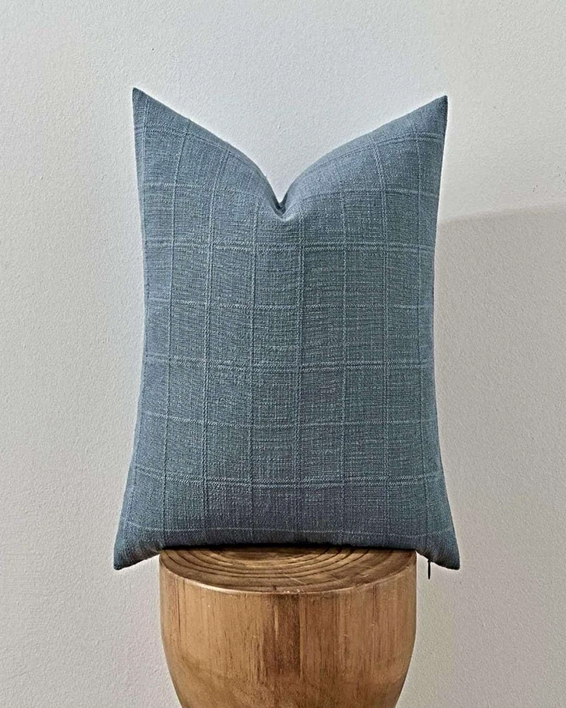 SET DE 2 FUNDAS DE COJIN JACQUARD CUADRILLE 45X45 CM AZUL - 3